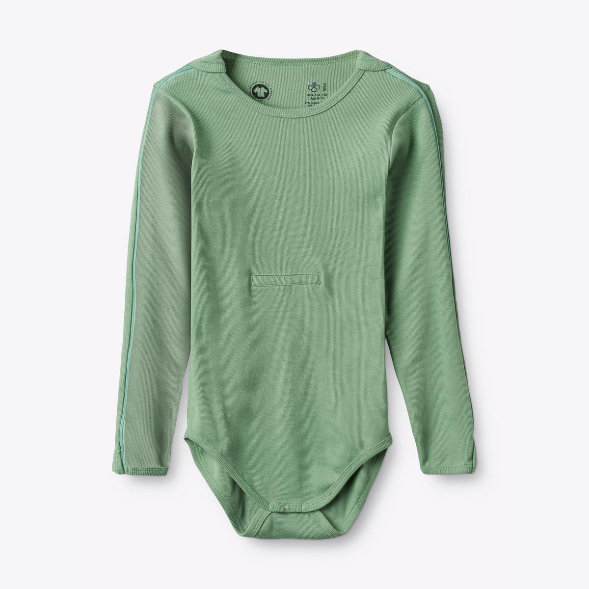 BANA Long Sleeve, organic bodysuit for disabled children - Sage Green