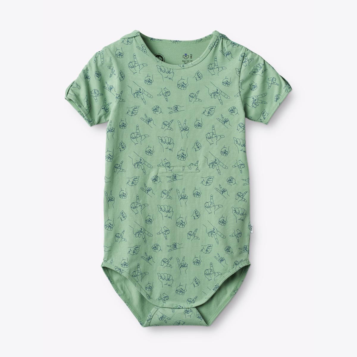 BANA Short Sleeve, organic bodysuit for disabled children - Sage Green