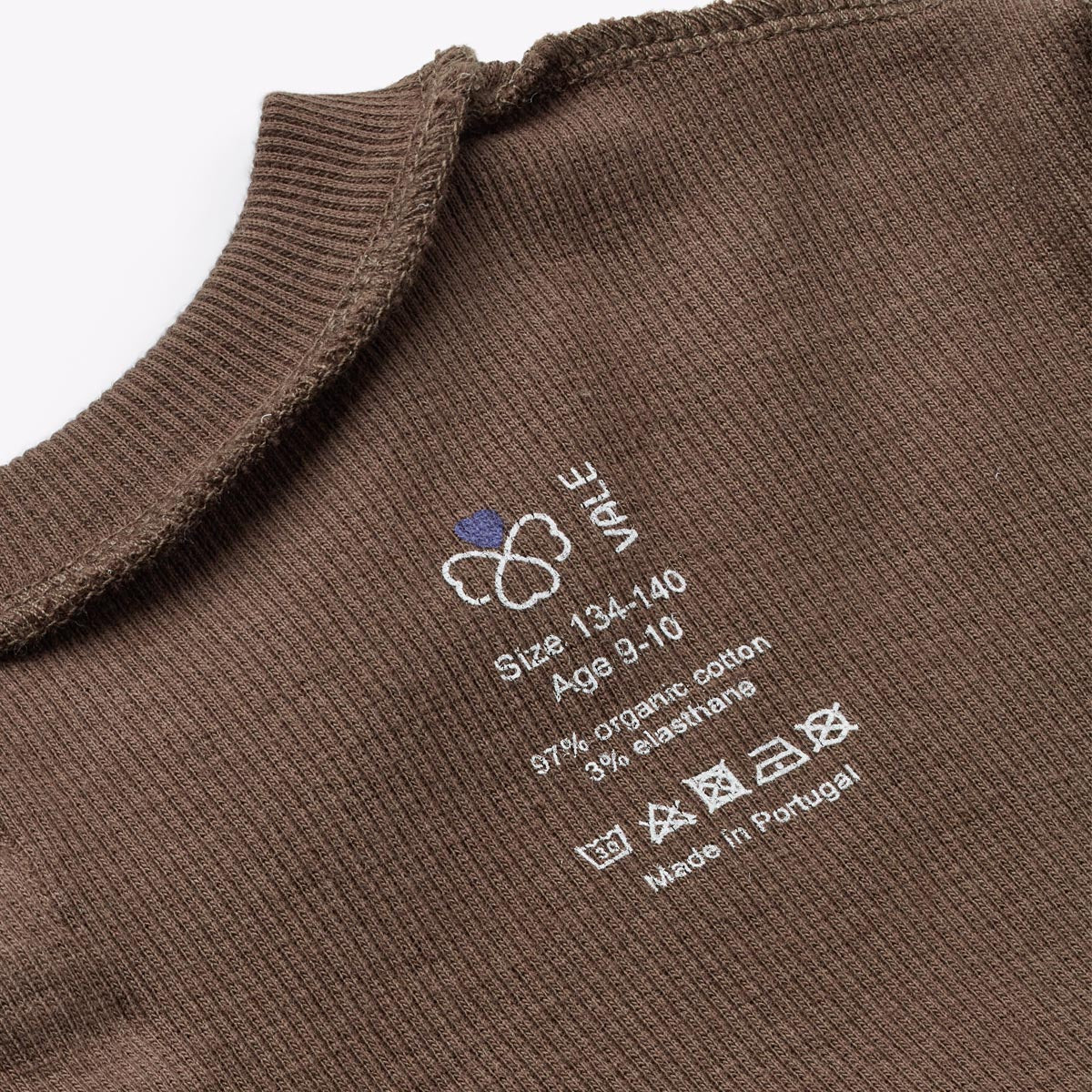 ABELLIN Long Sleeve, organic t-shirt for disabled children - Chocolate Brown (printed labels)